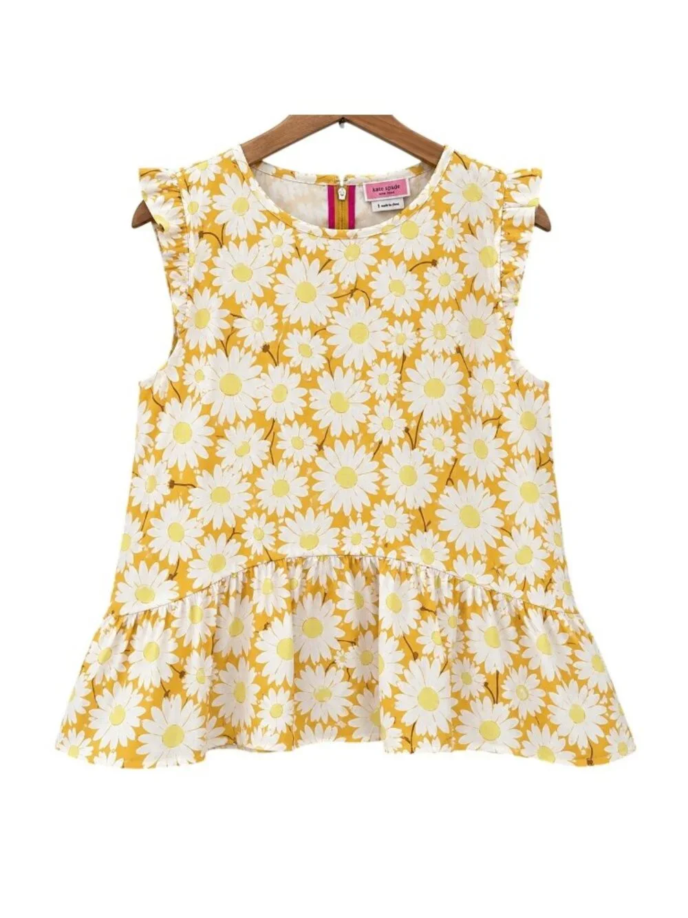 Kate Spade Womens Twee Daisy Peplum Top Size 8 Coquette Cottagecore Floral Retro